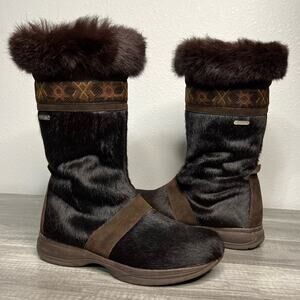 Tecnica Goat Hair Fur Boots Brown Calf High Winter Womens 7